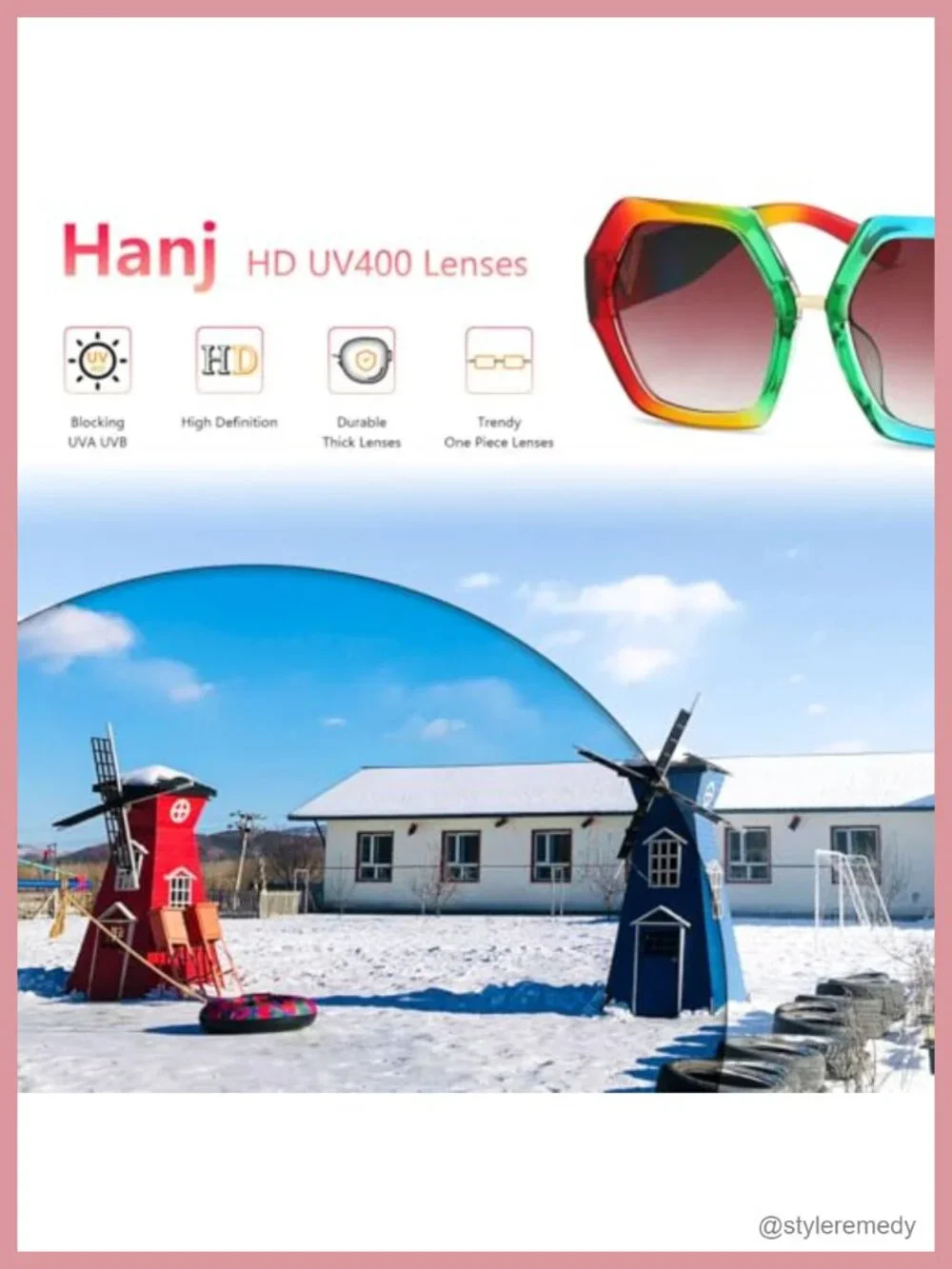 Oversized Retro Hexagonal Sunglasses UV400 Protection Polycarbonate Frame